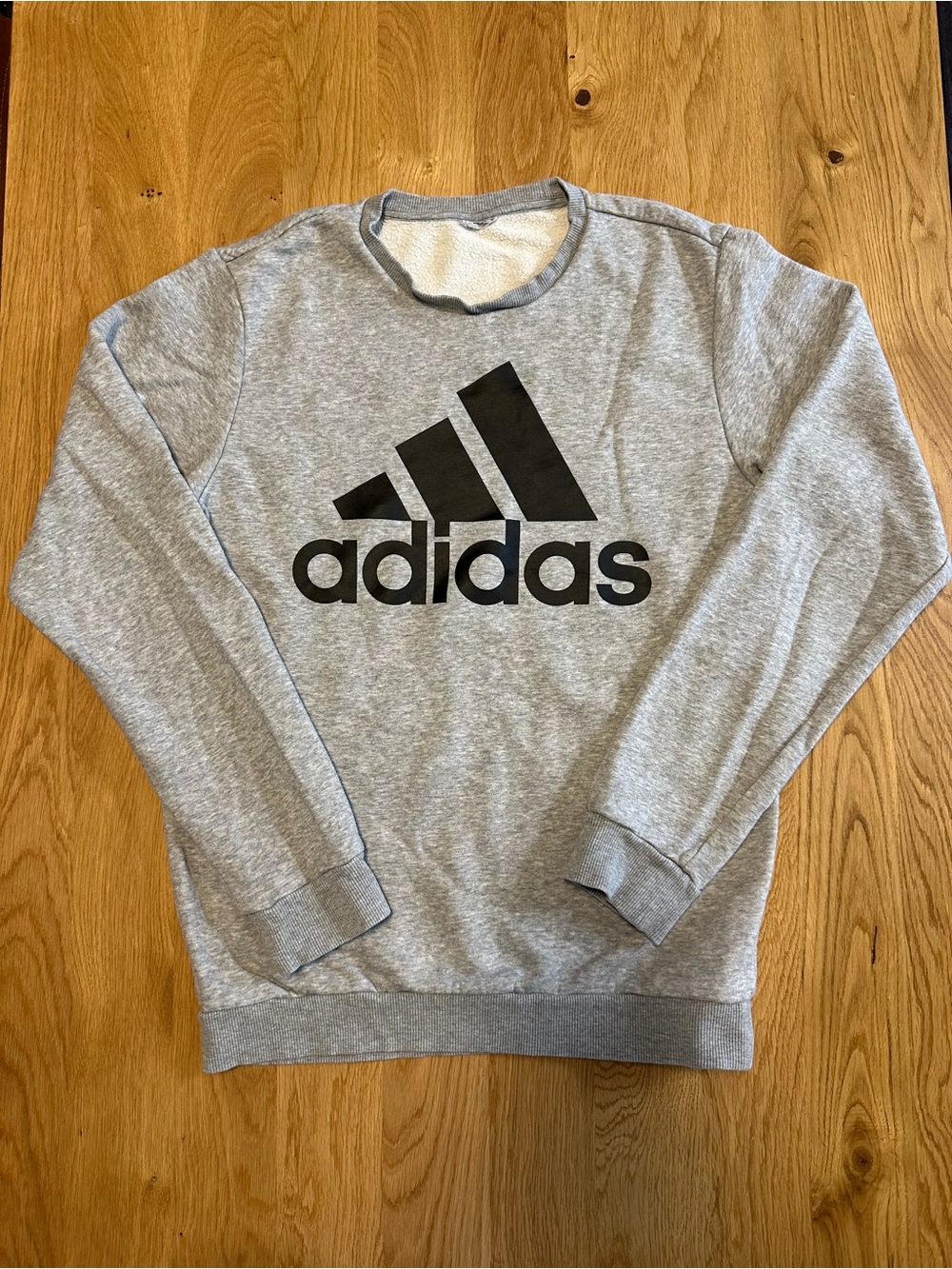 adidas Men's Gray Crewneck Sweatshirt with Black Logo Small
